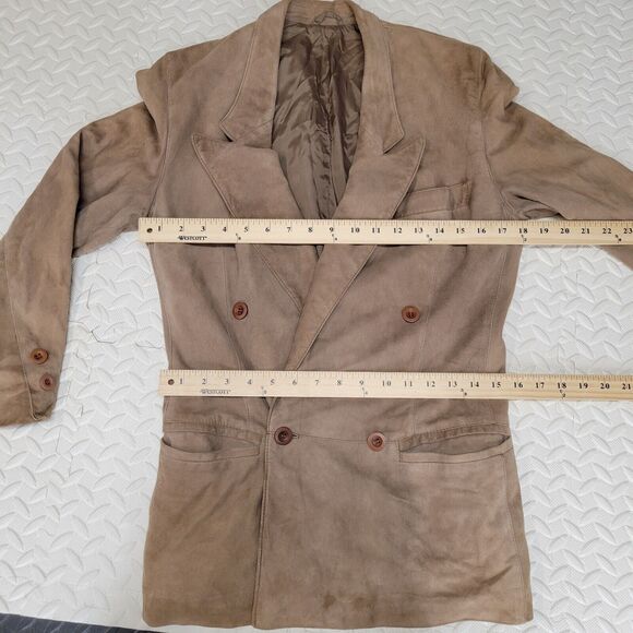 Gianfranco Ferre Suede Blazer Light Brown Size Small Hip Length Mde In Italy - Picture 9 of 11
